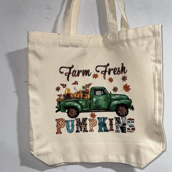 Canvas tote bag it’s the season fall pick up truck pumpkin spice straps NEW - Picture 2 of 2